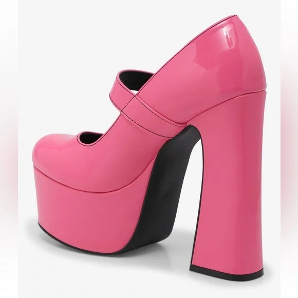 NIB RARE Strange Cvlt Hot Pink Patent Widow Platform Heels - Picture 7 of 8